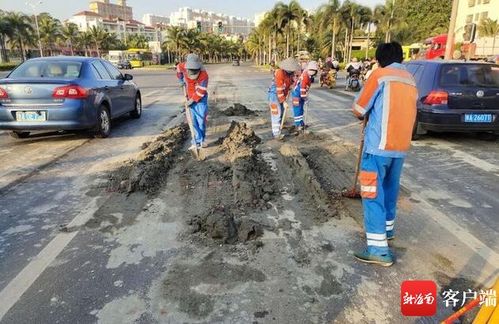 海口濱江路工程車運輸不規范致路面污染，涉事方被罰3100元